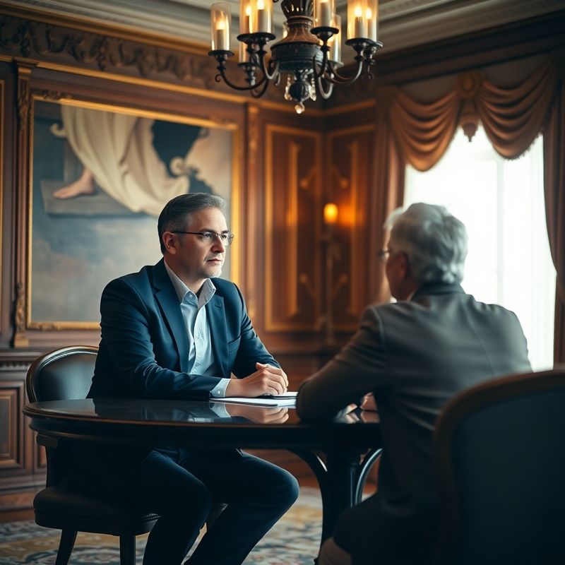 Finanční poradce v rozhovoru s klientem u konferenčního stolu
